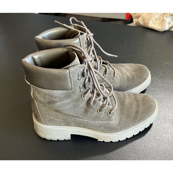 Timberland Boot Women's 9.5 Carnaby Cool 6" Ankle Olive Suede Combat Chunky Sole - Picture 1 of 13